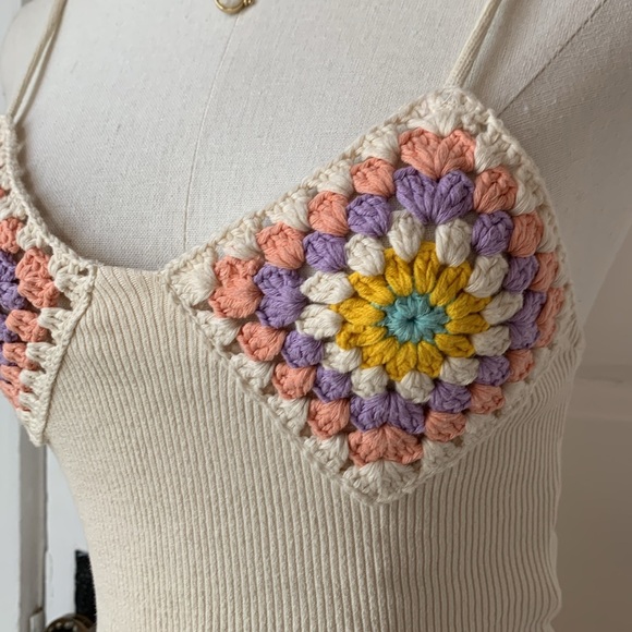 ZARA RIBBED CROCHET CROP TOP - Picture 2 of 8